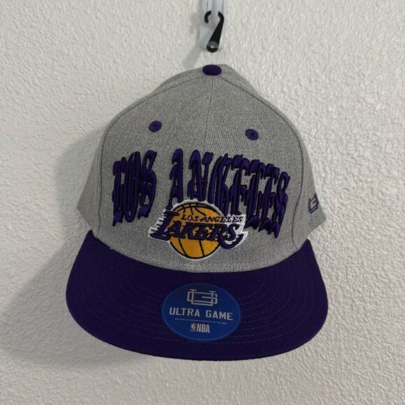 NWT- Los Angeles Lakers- Heathered grey twill snap back hat - Picture 1 of 8